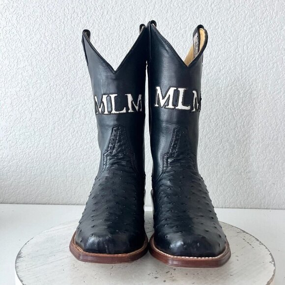 Rod Patrick Womens Cowboy Boots 9B Black Full Quill Ostrich Western Cowgirl Boot - Picture 5 of 12